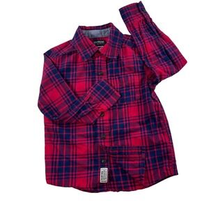 OshKosh B'gosh Plaid Long Sleeve Button Down Shirt Toddler Boys Size 4‎ VTG 90's